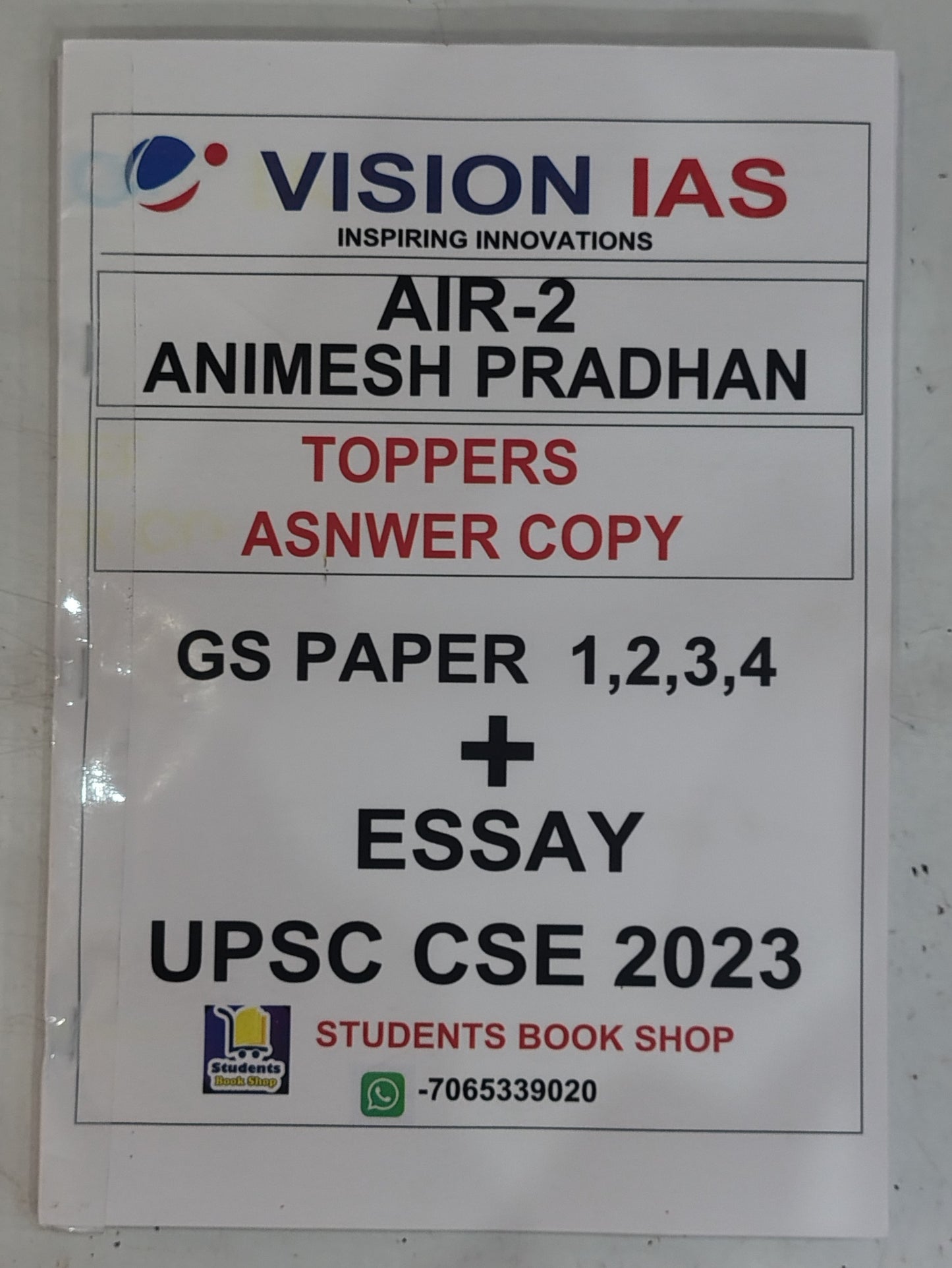 ANIMESH PRADHAN TOPPERS COPY