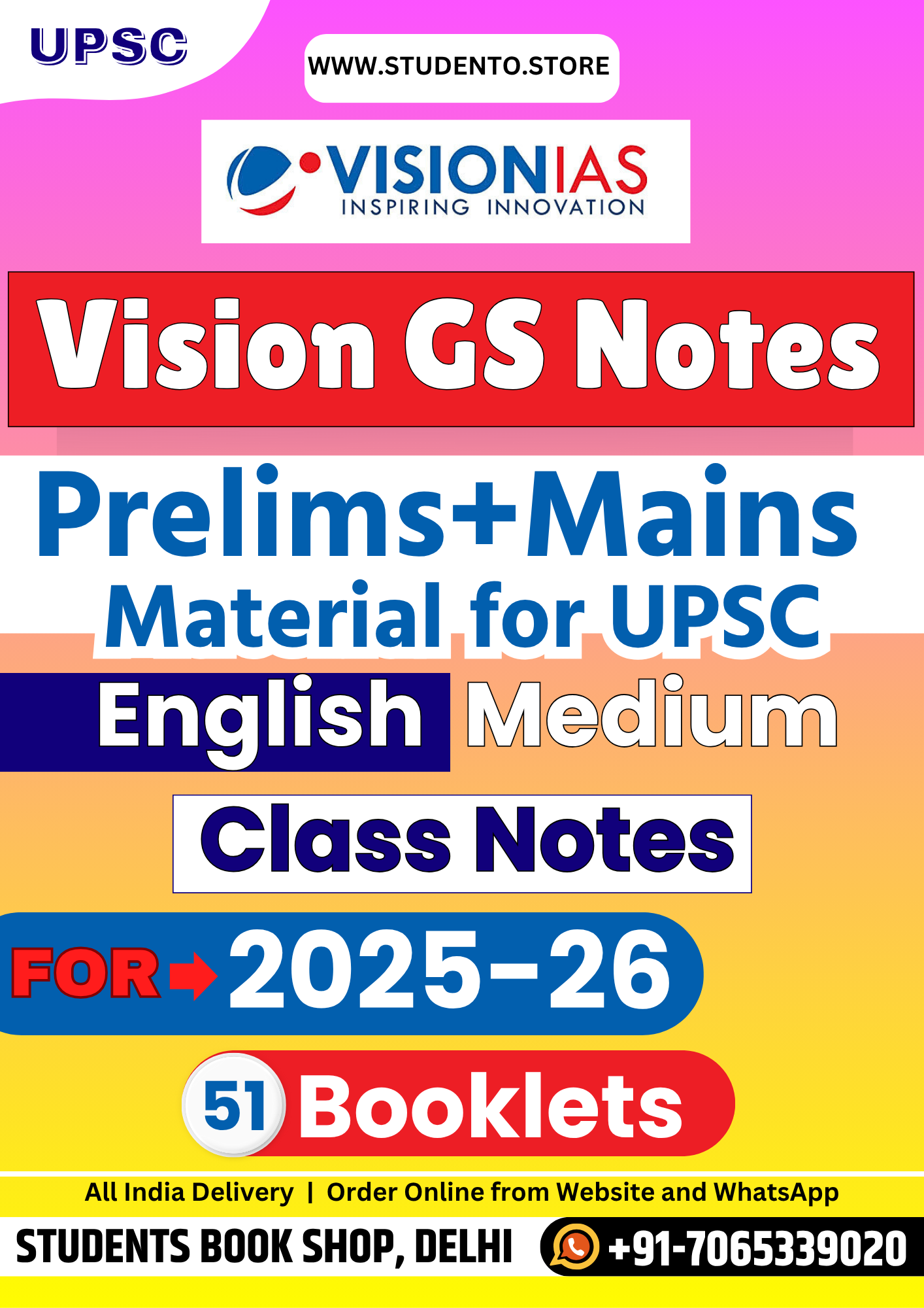 Vision IAS Notes 2025-26 (English) 51 Booklet|Latest Complete Study Material For UPSC (Copy)