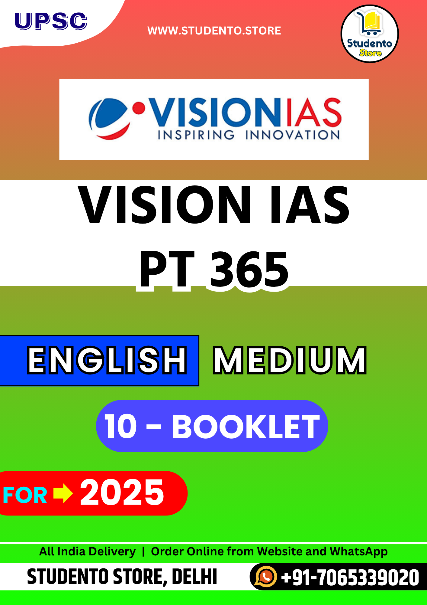 Vision IAS PT 365 for 2025 in English (10 Booklets)