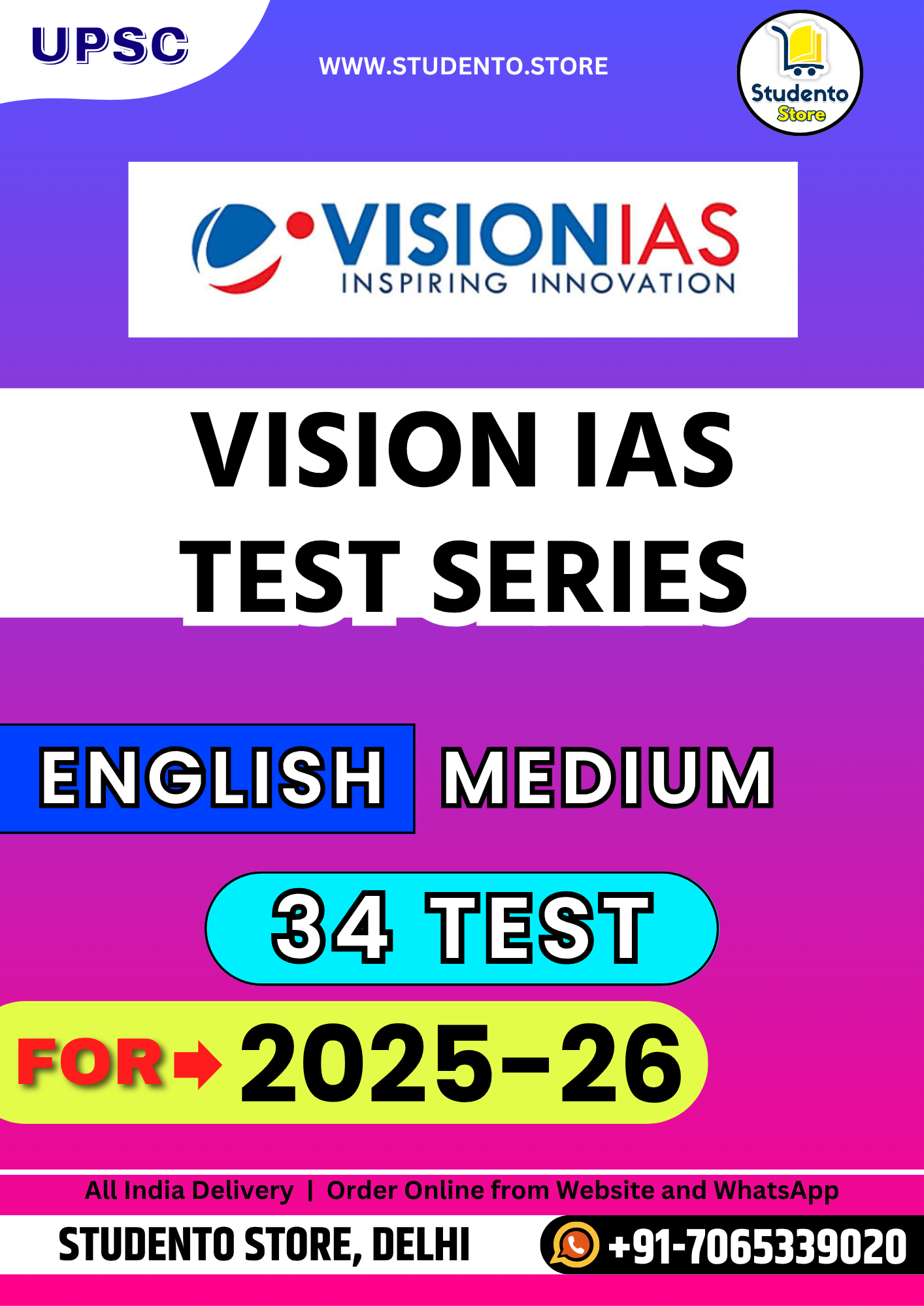 Vision IAS Test Series for 2025 in English (34 Tests)