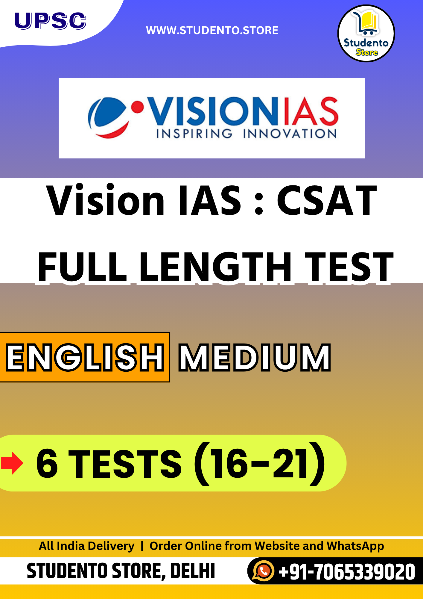 Vision IAS 6 CSAT Full Length Test Series in English
